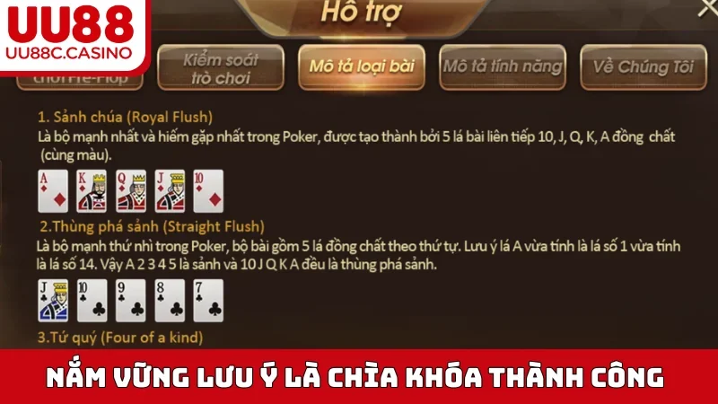 Nắm vững lưu ý là chìa khóa thành công